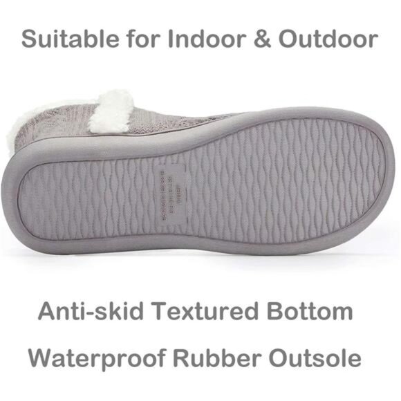 Women Warm Bootie Slippers Fluffy Plush Indoor Outdoor Winter Booty Slippers - Picture 5 of 7